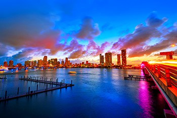 Beautiful sunset framing city skyline