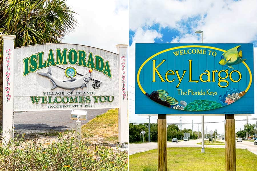 Islamorada and Key Largo signs