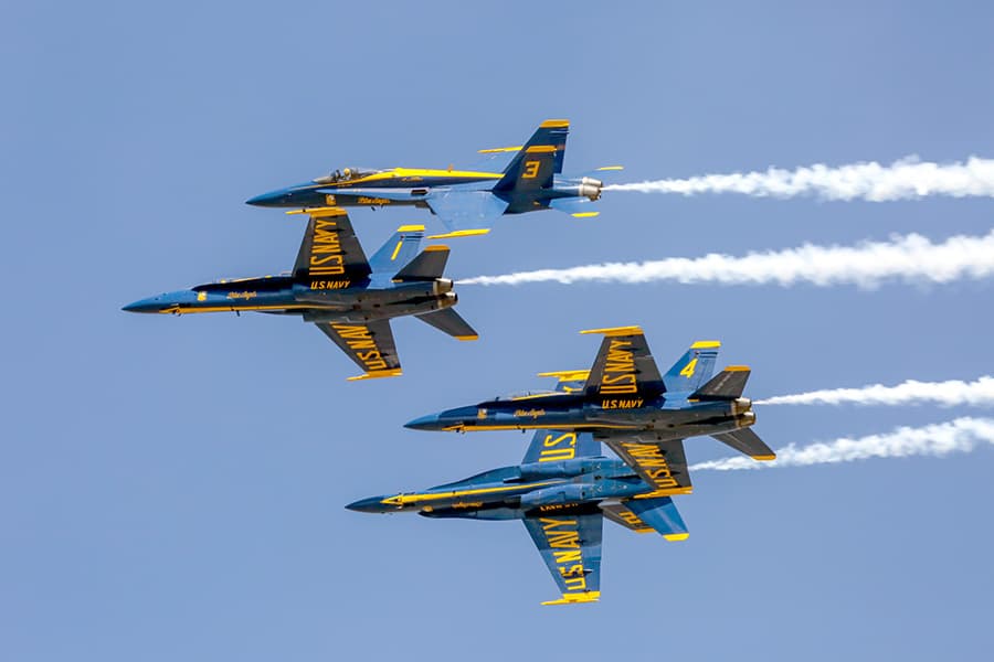 Navy's Blue Angels doing a flight demonstration