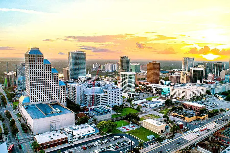 Birdseye view of downtown Orlando