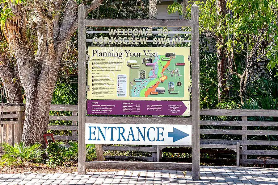 Corkscrew Swamp Sanctuary entrance sign
