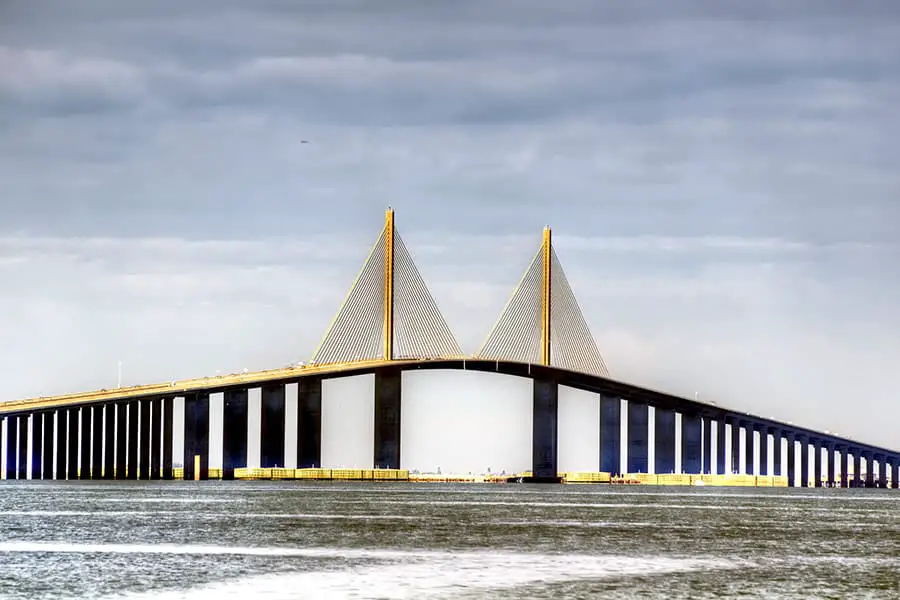 Sunshine Skyway Bridge spanning lower Tampa Bay, location St. Petersburg