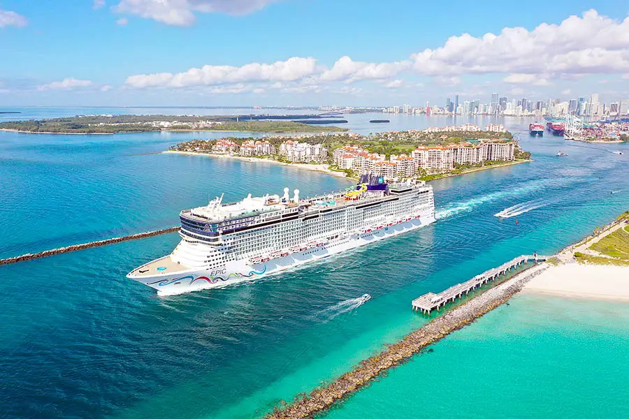 Cruise ship departing from the Port of Miami