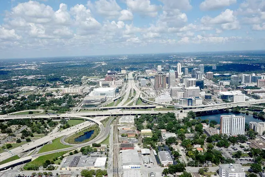 Birdseye view of expressway in Orlando