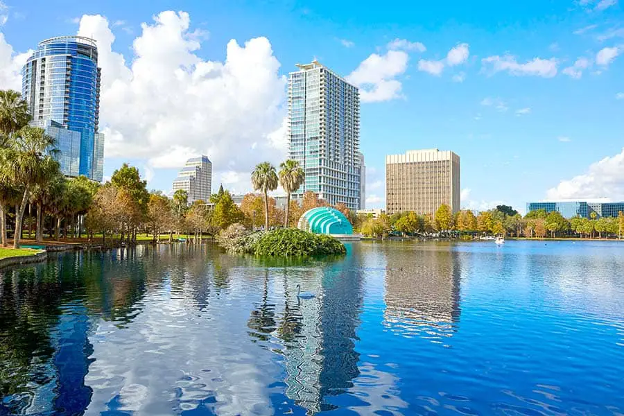 Downtown Orlando skyline seen from Lake Eola Park