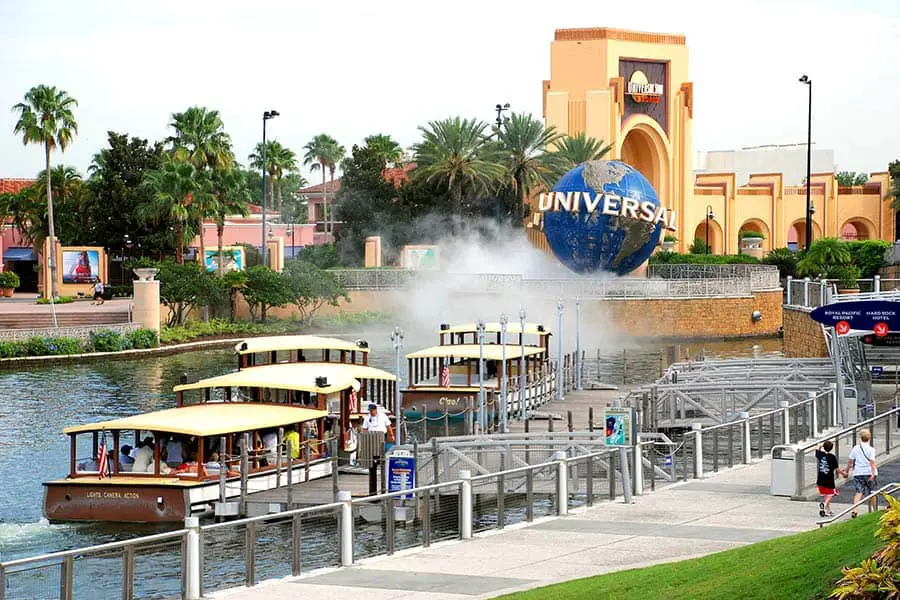 Tourist boats on water at Universal Studio Orlando