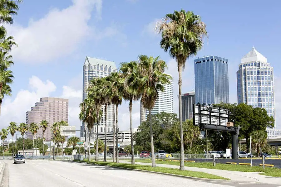 View of Channelside Drive, Tampa skyscrapers in background
