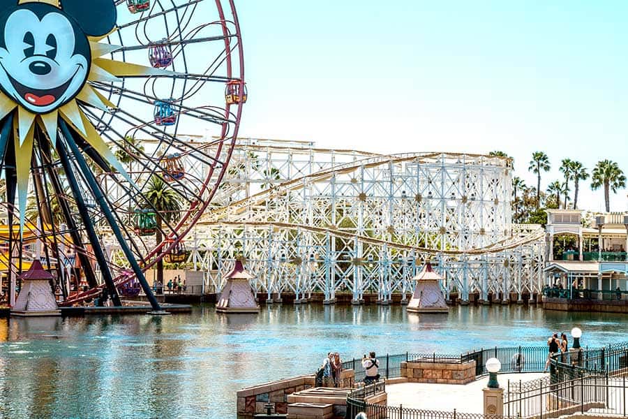 Roller coaster and Ferris wheel at Disneyland
