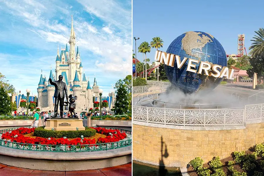 Disney World and Universal Studios near Orlando, Florida
