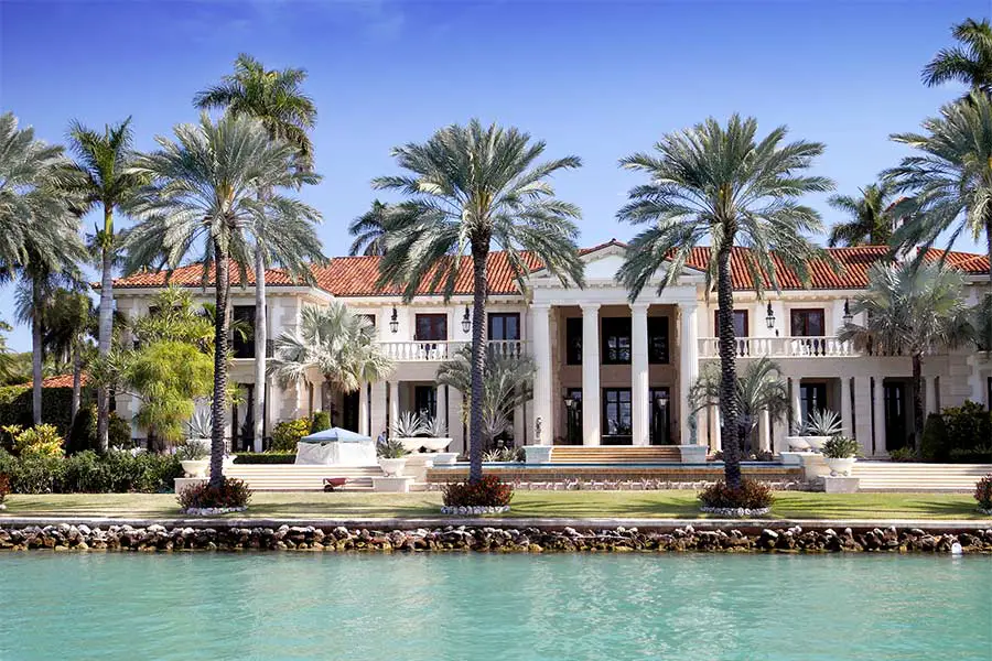 Large mansion on ocean front in Miami, Florida