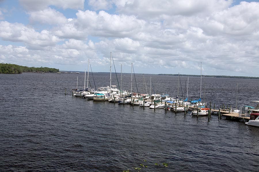 Boats docked on the Saint Johns River