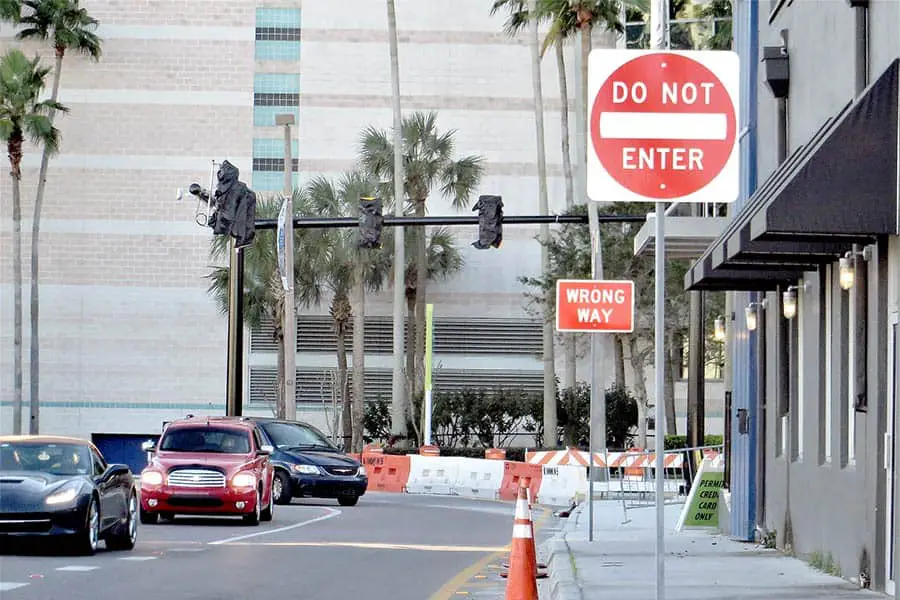 Traffic detoured around construction in Tampa, Florida