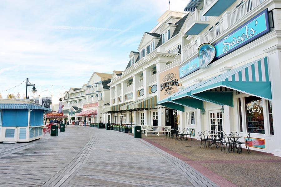 The Disney Boardwalk is filled with shopping, dining, and entertainment options