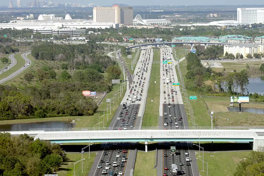 Heavy traffic on Interstate 4 heading in and out of Orlando