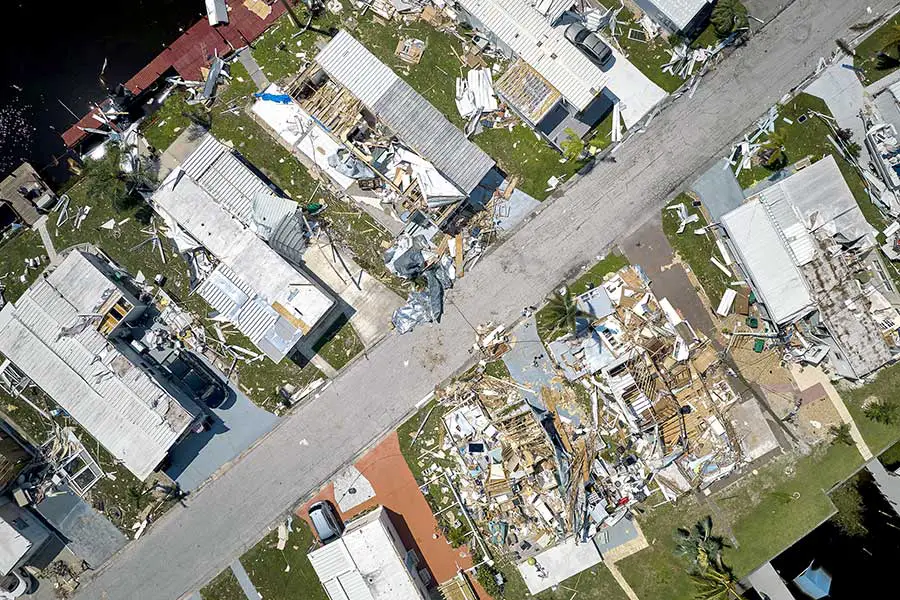 Homes destroyed from hurricane's high winds