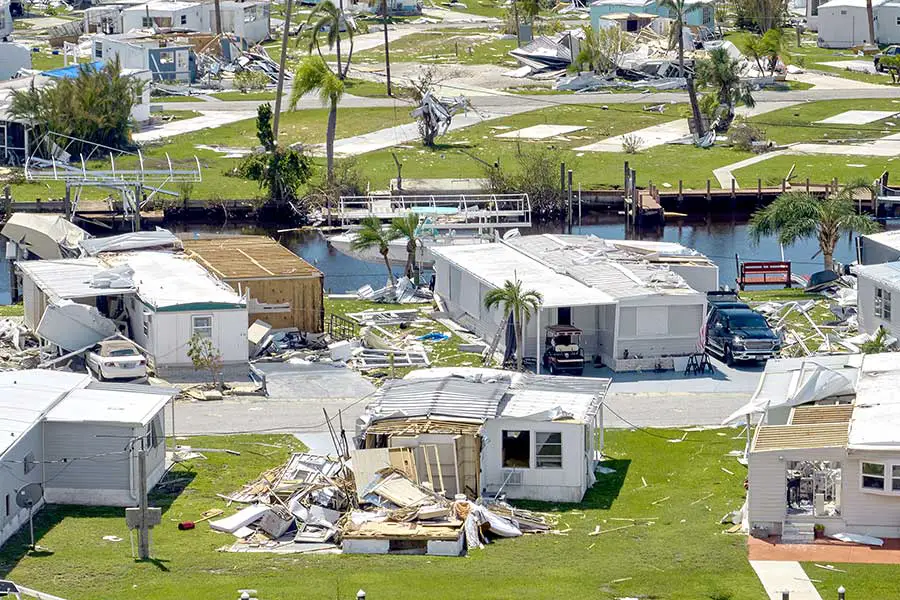 Neighborhood homes destroyed by Florida hurricane