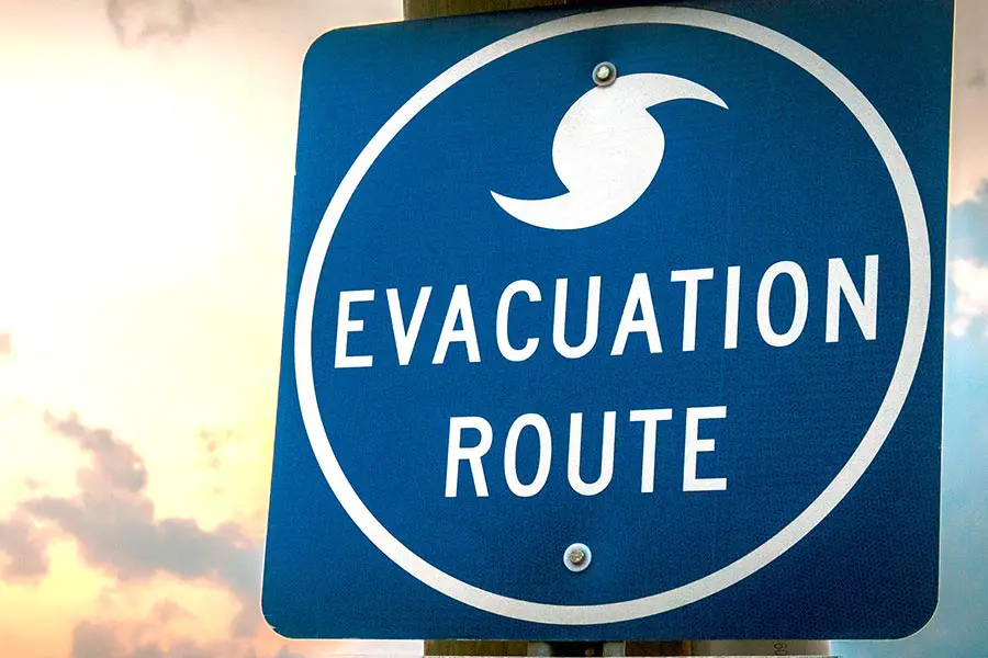 Hurricane evacuation route sign